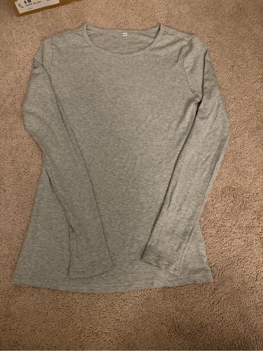 Women's Long Sleeve Crewneck Top - Light Gray